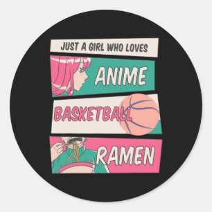 Gewoon een meisje dat van Anime Basketball Ramen K Ronde Sticker