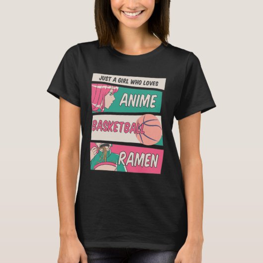 Gewoon een meisje dat van Anime Basketball Ramen K T-shirt (Voorkant)