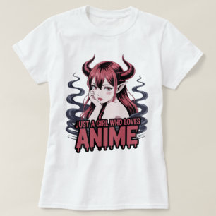 Gewoon Een Meisje Dat Van Anime Demon Meisje T-Shi T-shirt