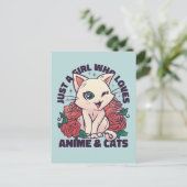 Gewoon een meisje dat van anime en katten houdt briefkaart (Staand voorkant)