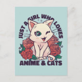Gewoon een meisje dat van anime en katten houdt briefkaart (Voorkant)