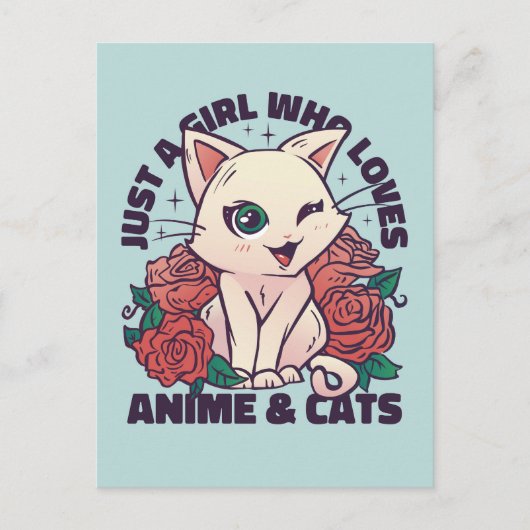 Gewoon een meisje dat van anime en katten houdt briefkaart (Voorkant)