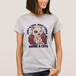 Gewoon een meisje dat van anime en katten houdt t-shirt