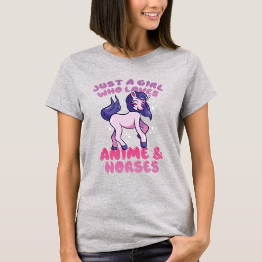Gewoon een meisje dat van Anime en Paarden houdt T T-shirt (Voorkant)