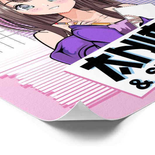 Gewoon een meisje dat van Anime en Sketching houdt Poster (Hoek)