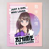 Gewoon een meisje dat van Anime en Sketching houdt Poster (Voorkant)