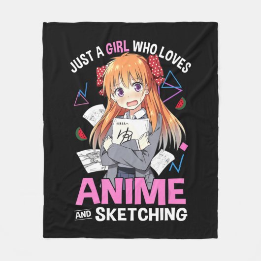 Gewoon een meisje dat van Anime houdt en Anime ket Fleece Deken (Voorkant)