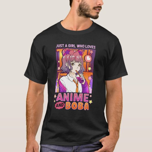 Gewoon een meisje dat van Anime houdt en Boba Gift T-shirt (Voorkant)