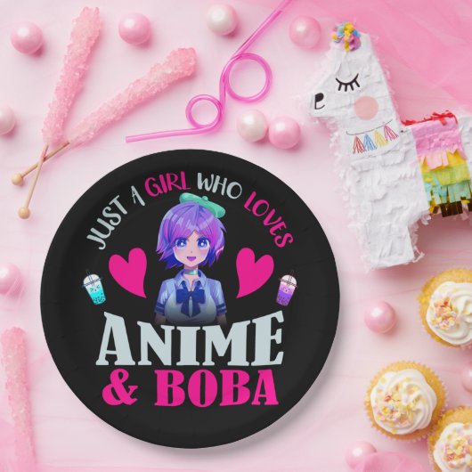 Gewoon een meisje dat van Anime houdt en Boba Papieren Bordje (Feest)