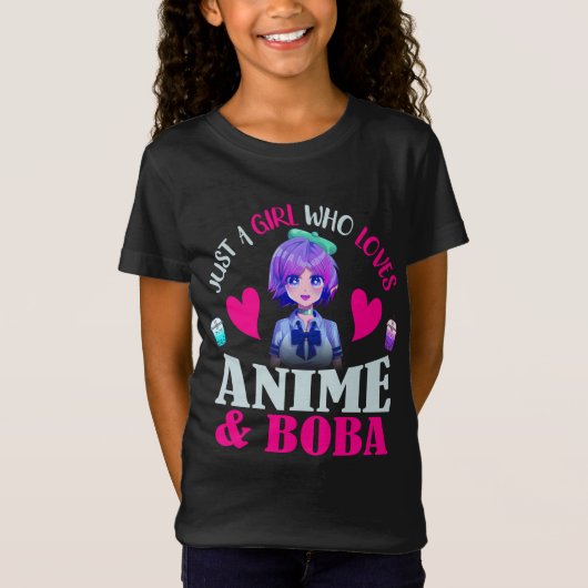 Gewoon een meisje dat van Anime houdt en Boba T-Sh T-shirt (Voorkant)