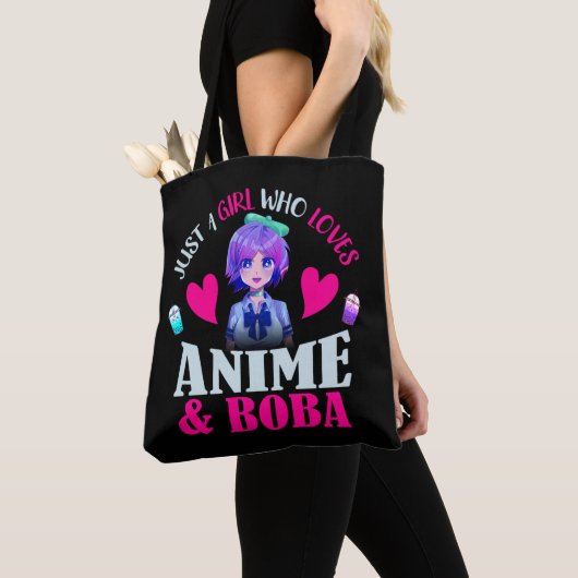 Gewoon een meisje dat van Anime houdt en Boba Tote Bag (Dichtbij)