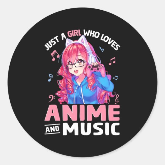 Gewoon een meisje dat van Anime houdt en Japans Gi Ronde Sticker (Voorkant)