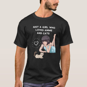 Gewoon een meisje dat van Anime houdt en katten An T-shirt
