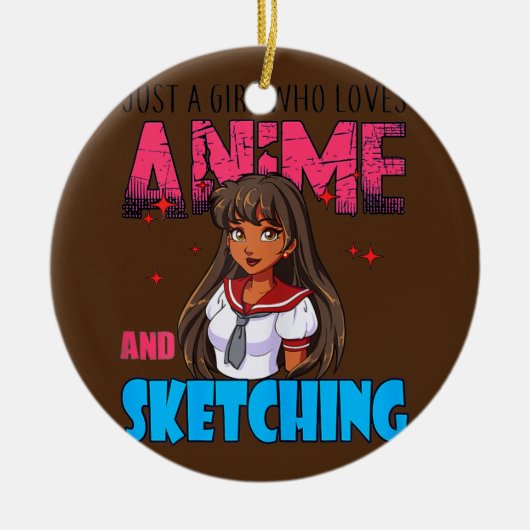 Gewoon een meisje dat van Anime houdt en Kawaii ke Keramisch Ornament (Voorkant)