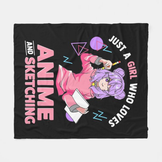 Gewoon een meisje dat van Anime houdt en ketting Fleece Deken (Voorkant (Horizontaal))