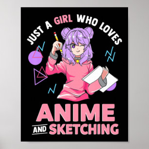 Gewoon een meisje dat van Anime houdt en ketting Poster
