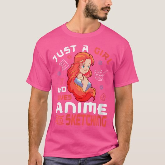 Gewoon een meisje dat van Anime houdt en ketting T-shirt (Voorkant)