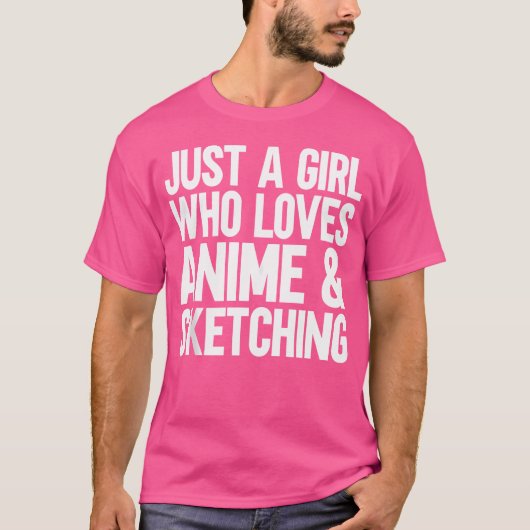 Gewoon een meisje dat van Anime houdt en ketting T-shirt (Voorkant)
