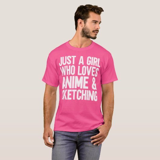 Gewoon een meisje dat van Anime houdt en ketting T-shirt (Voorkant volledig)