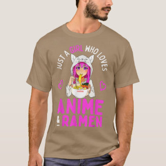Gewoon een meisje dat van Anime houdt en Ramen Bow T-shirt