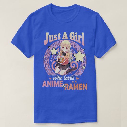 Gewoon een meisje dat van Anime houdt en Ramen Bow T-shirt (Design voorkant)