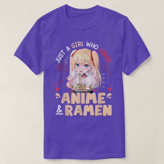 Gewoon een meisje dat van Anime houdt en Ramen Bow T-shirt (Design voorkant)