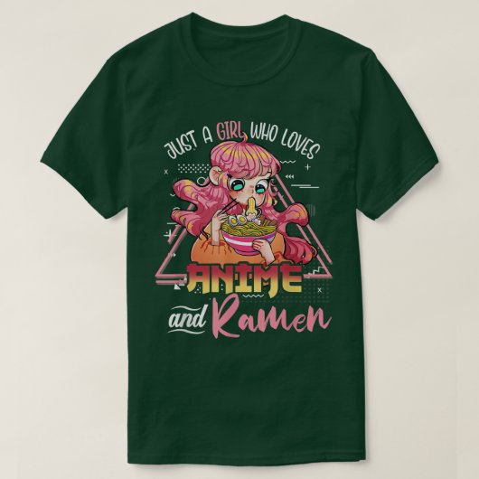 Gewoon een meisje dat van Anime houdt en Ramen Bow T-shirt (Design voorkant)