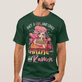 Gewoon een meisje dat van Anime houdt en Ramen Bow T-shirt
