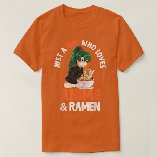 Gewoon een meisje dat van Anime houdt en Ramen Bow T-shirt (Design voorkant)