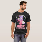 Gewoon een meisje dat van Anime houdt en tekenen k T-shirt (Voorkant volledig)
