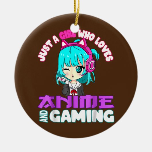 Gewoon een meisje dat van Anime houdt en van Gamin Keramisch Ornament (Voorkant)