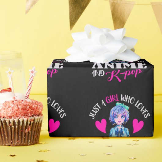 Gewoon een meisje dat van Anime houdt en van K-Pop Cadeaupapier (Verjaardagsfeest)