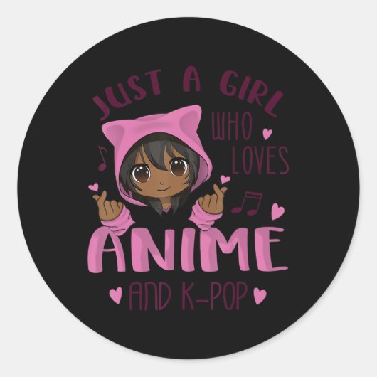 Gewoon een meisje dat van Anime houdt en van K-Pop Ronde Sticker (Voorkant)