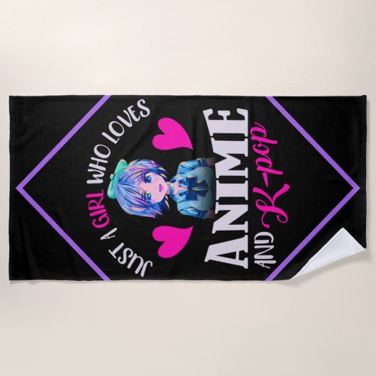 Gewoon een meisje dat van Anime houdt en van K-Pop Strandlaken (Voorkant)