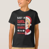 Gewoon een meisje dat van Anime houdt en van Kerst T-shirt (Voorkant)