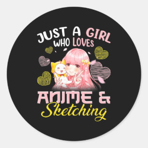 Gewoon een meisje dat van Anime houdt en van ketti Ronde Sticker