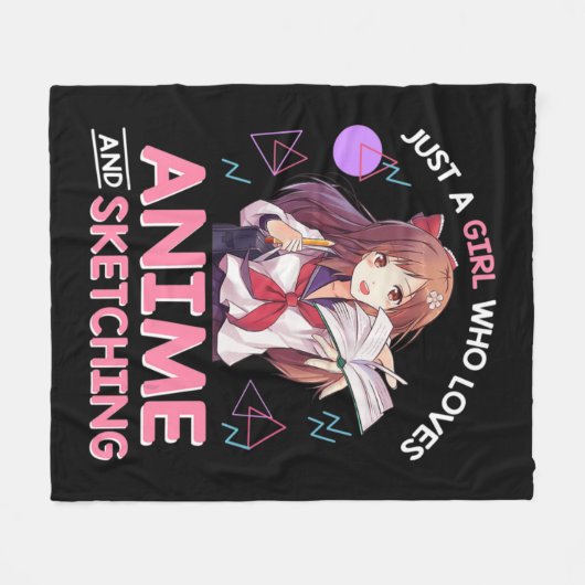 Gewoon een meisje dat van Anime houdt en van Schet Fleece Deken (Voorkant (Horizontaal))