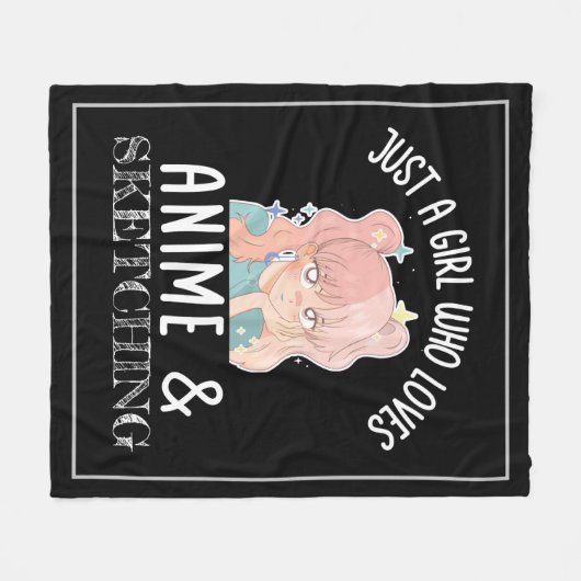 Gewoon een meisje dat van Anime houdt en van Schet Fleece Deken (Voorkant (Horizontaal))