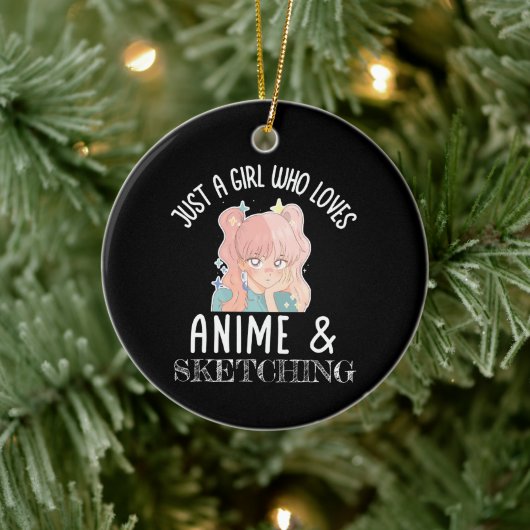 Gewoon een meisje dat van Anime houdt en van Schet Keramisch Ornament (Boom)