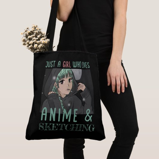 Gewoon een meisje dat van Anime houdt en van Schet Tote Bag (Dichtbij)
