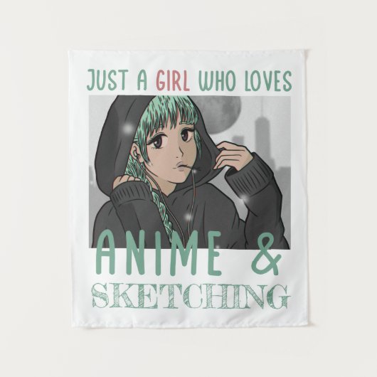 Gewoon een meisje dat van Anime houdt en van Schet Wandkleed (Voorkant)