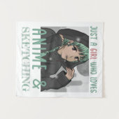 Gewoon een meisje dat van Anime houdt en van Schet Wandkleed (Voorkant (horizontaal))