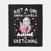 Gewoon een meisje dat van Anime houdt en van Sketc Fleece Deken (Voorkant)