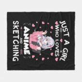 Gewoon een meisje dat van Anime houdt en van Sketc Fleece Deken (Voorkant (Horizontaal))