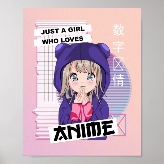 Gewoon een meisje dat van Anime houdt - Kawaii Vap Poster (Voorkant)