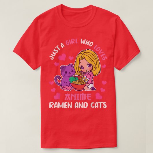 Gewoon een meisje dat van Anime houdt, Ramen en Ka T-shirt (Design voorkant)