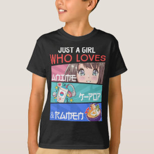 Gewoon een meisje dat van Anime K-Pop Ramen KPop L T-shirt