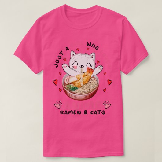 Gewoon een meisje dat van Anime Ramen en Katten ho T-shirt (Design voorkant)