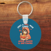 Gewoon Een Meisje Dat Van Anime Ramen En Schetsen  Sleutelhanger (Voorkant)