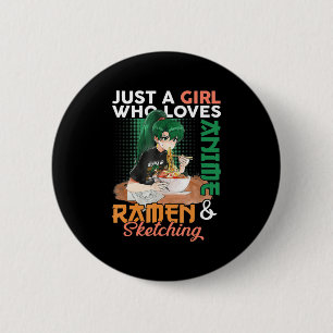 Gewoon een meisje dat van Anime Ramen houdt en Gi Ronde Button 5,7 Cm